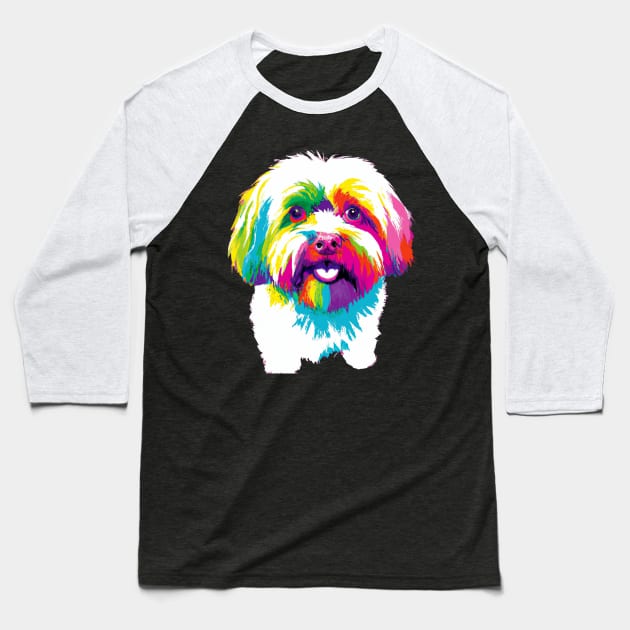 Maltese Pop Art - Dog Lover Gifts Baseball T-Shirt by PawPopArt